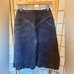 Suede A-Line Skirt in Deep Navy